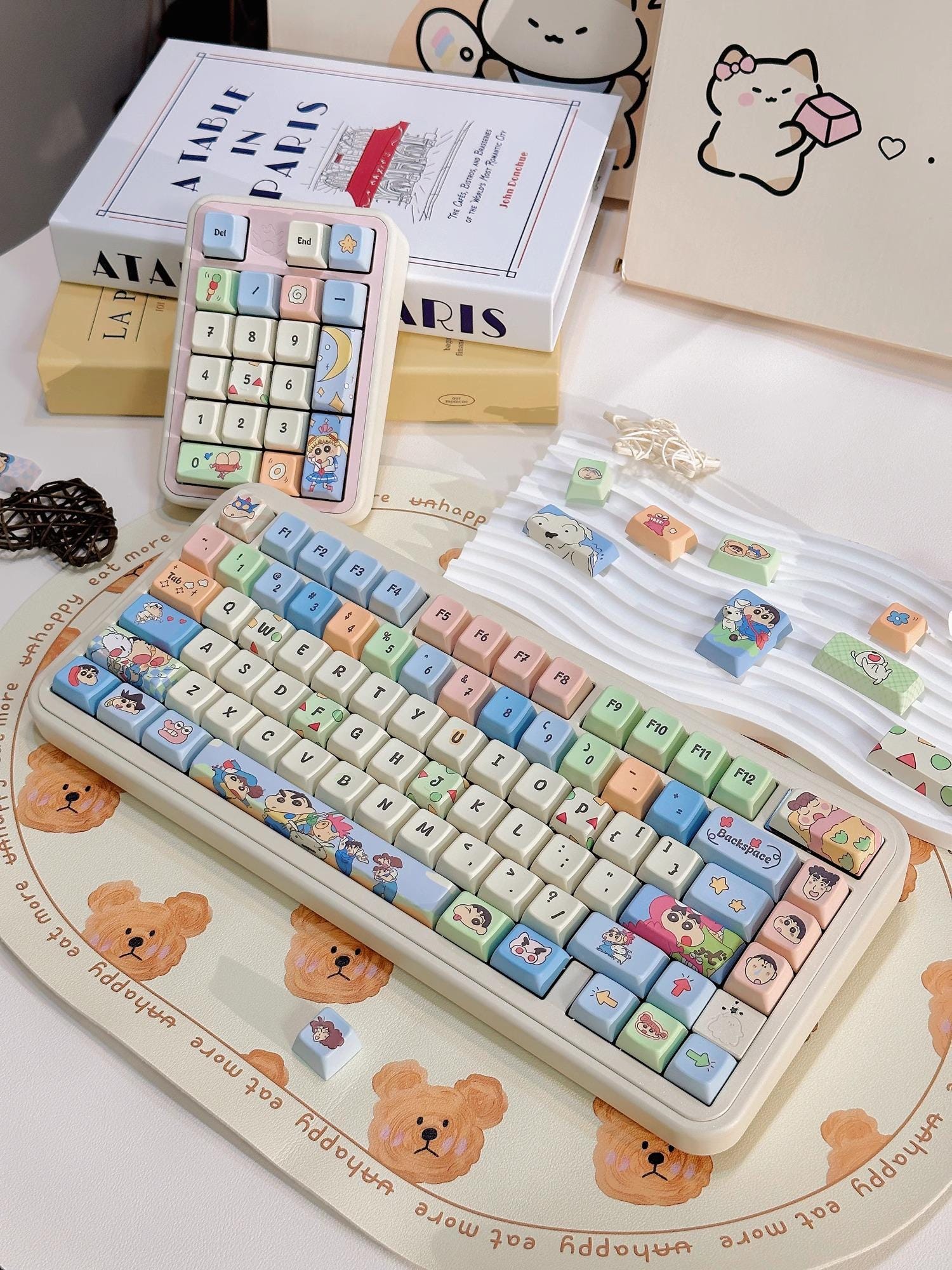 Cute Crayon Shin-chan Theme Keycap Set for Mechanical Keyboard, Kawaii Keycaps, Anime Keycap Set, PBT Dye-Sub, Mx(+)Switches, 149pcs
