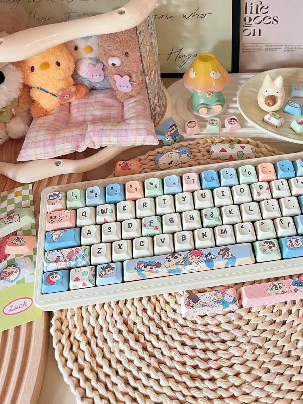 Cute Crayon Shin-chan Theme Keycap Set for Mechanical Keyboard, Kawaii Keycaps, Anime Keycap Set, PBT Dye-Sub, Mx(+)Switches, 149pcs