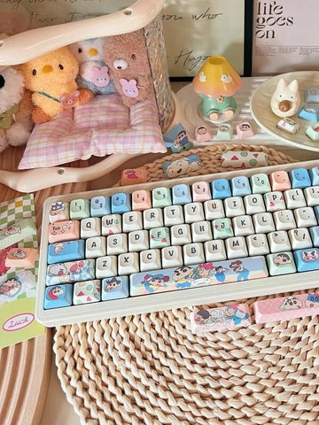 Cute Crayon Shin-chan Theme Keycap Set for Mechanical Keyboard, Kawaii Keycaps, Anime Keycap Set, PBT Dye-Sub, Mx(+)Switches, 149pcs