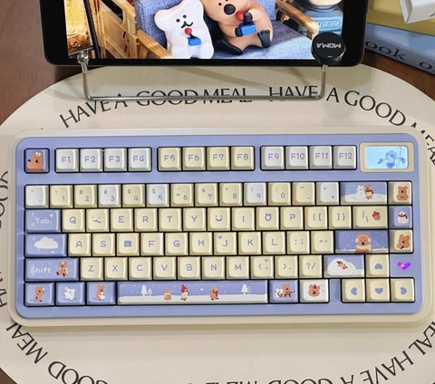 Cute Brown Bear Theme Artisan Keycap Set for Mechanical Keyboard, Kawaii Keycaps, MDA Profile, PBT Dye-Sub, Mx(+)Switches, 149pcs