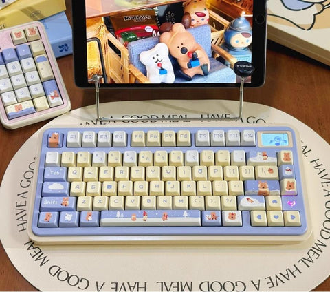 Cute Brown Bear Theme Artisan Keycap Set for Mechanical Keyboard, Kawaii Keycaps, MDA Profile, PBT Dye-Sub, Mx(+)Switches, 149pcs