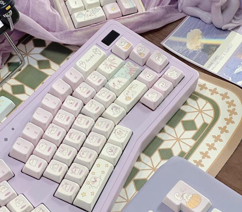 Cute Ghost Theme Purple Artisan Keycaps Set for Mechanical Keyboard, Kawaii Keycaps, Artisan Keycaps, MDA Profile, Mx(+)Switches, 149pcs