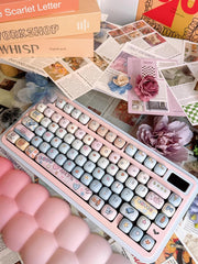 Cute Gradient MOG Round Keycap Set for Mechanical Keyboard, Cartoon Keycaps, Kawaii Keycaps, PBT Dye-Sub, Mx(+)Switches, 137pcs