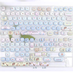 Cute Gradient MOG Round Keycap Set for Mechanical Keyboard, Cartoon Keycaps, Kawaii Keycaps, PBT Dye-Sub, Mx(+)Switches, 137pcs