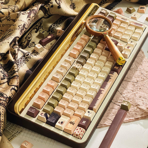 Cool Sherlock Holmes Theme Keycap Set for Mechanical Keyboard, Detective Keycaps, Artisan Keycaps, PBT Dye-Sub, PC Gamer Gifts