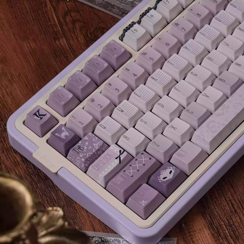 Violet Theme Cool Purple Keycaps Set for Mechanical Keyboard, Artisan Keycaps, ISO Keycaps, Cherry Profile, PBT Dye-Sub, 139pcs