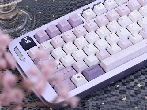 Violet Theme Cool Purple Keycaps Set for Mechanical Keyboard, Artisan Keycaps, ISO Keycaps, Cherry Profile, PBT Dye-Sub, 139pcs