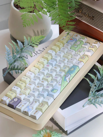 Cute Happy Duck Theme Artisan Keycap Set for Mechanical Keyboard, Kawaii Keycaps, ISO Keycaps, PBT Dye-Sub, Mx(+)Switches, 149pcs