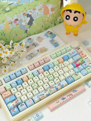 Cute Crayon Shin-chan Theme Keycap Set for Mechanical Keyboard, Kawaii Keycaps, Anime Keycap Set, PBT Dye-Sub, Mx(+)Switches, 149pcs