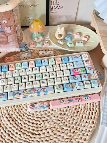 Cute Crayon Shin-chan Theme Keycap Set for Mechanical Keyboard, Kawaii Keycaps, Anime Keycap Set, PBT Dye-Sub, Mx(+)Switches, 149pcs
