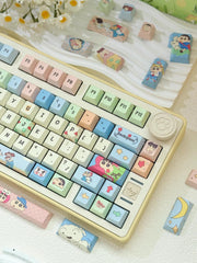 Cute Crayon Shin-chan Theme Keycap Set for Mechanical Keyboard, Kawaii Keycaps, Anime Keycap Set, PBT Dye-Sub, Mx(+)Switches, 149pcs