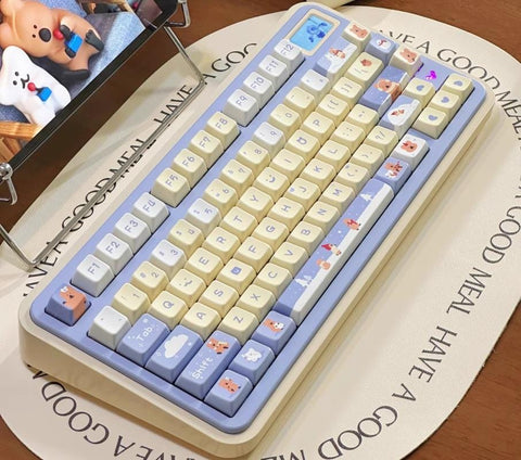 Cute Brown Bear Theme Artisan Keycap Set for Mechanical Keyboard, Kawaii Keycaps, MDA Profile, PBT Dye-Sub, Mx(+)Switches, 149pcs