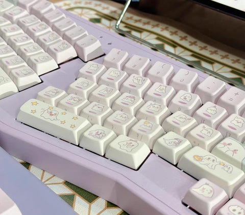 Cute Ghost Theme Purple Artisan Keycaps Set for Mechanical Keyboard, Kawaii Keycaps, Artisan Keycaps, MDA Profile, Mx(+)Switches, 149pcs