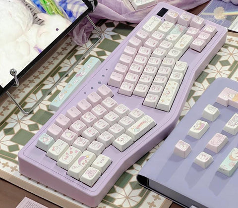 Cute Ghost Theme Purple Artisan Keycaps Set for Mechanical Keyboard, Kawaii Keycaps, Artisan Keycaps, MDA Profile, Mx(+)Switches, 149pcs