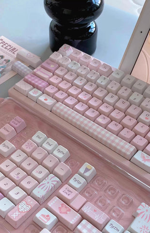 Cute Pink Valentine Day Theme Keycap Set for Mechanical Keyboard, Kawaii Keycaps, Artisan Keycaps, Cherry & MDA Profile, 150pcs