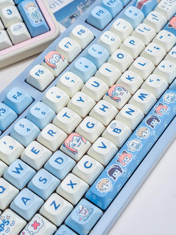 Cute Blue Spy X Family Anime Keycaps Set for Mechanical Keyboard, Anya Keycaps, Kawaii Keycaps, Artisan Keycaps, MOA/DMA Profile, 132/151pcs
