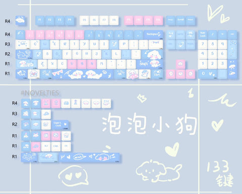 Cute Puppy Dog Theme Artisan Keycap Set for Mechanical Keyboard, Cherry / MOA Profile, PBT Dye-Sub, Mx(+)Switches, 133pcs