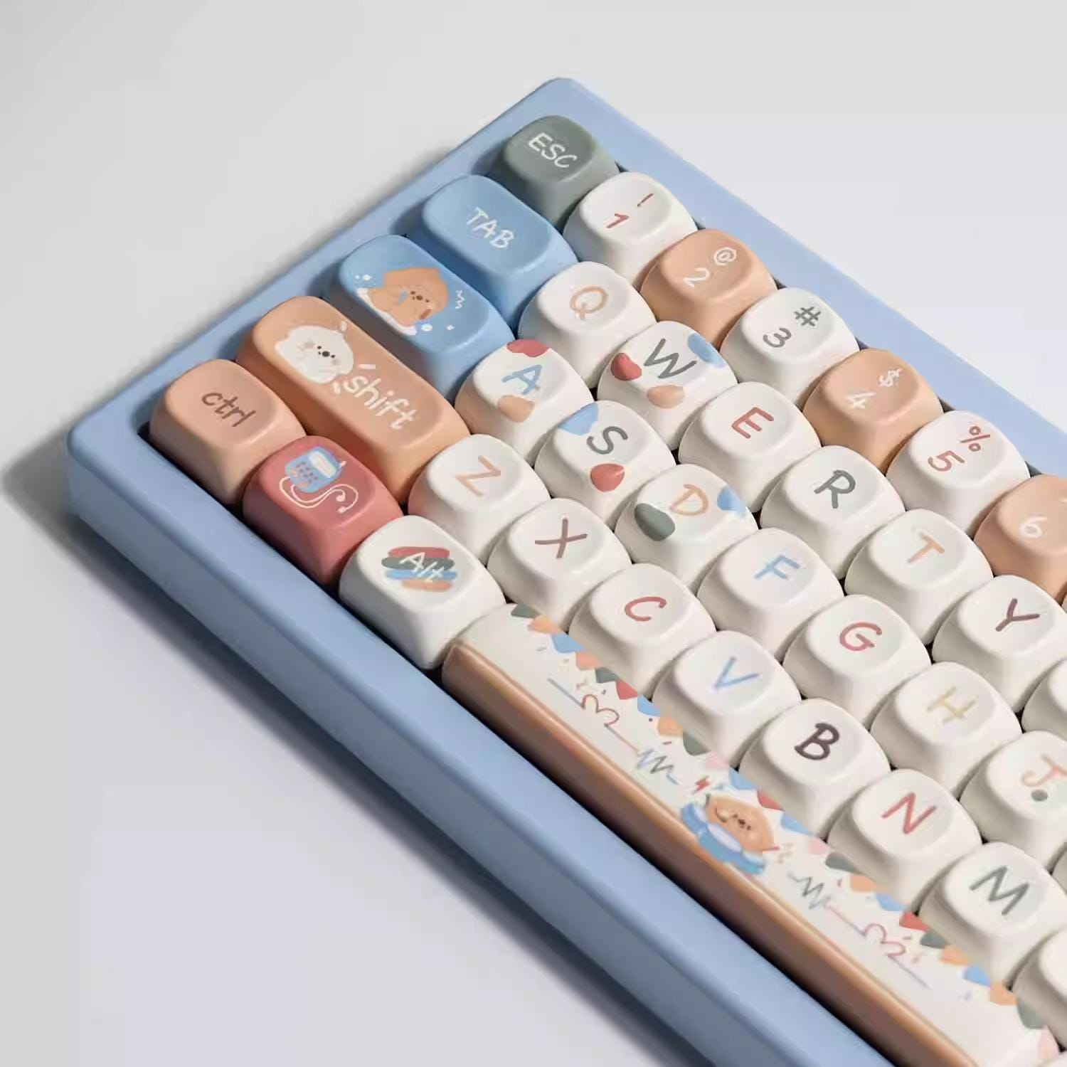 Cute Puppy Dog Theme Artisan Keycap Set for Mechanical Keyboard, Kawaii Keycaps, PBT Five-Side Dye Sub, MX Switches, 141 Keys