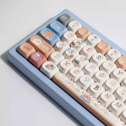Cute Puppy Dog Theme Artisan Keycap Set for Mechanical Keyboard, Kawaii Keycaps, PBT Five-Side Dye Sub, MX Switches, 141 Keys