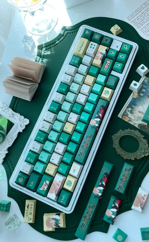 Green Aventurine Theme Anime Keycaps Set for Mechanical Keyboard | Casino Dice & Cards Theme – KeyArtisan®
