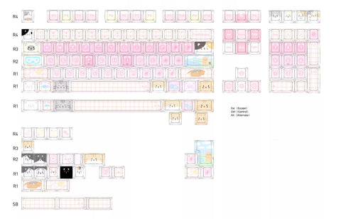 Cute Pink Cat Theme Kawaii Keycap Set for Mechanical Keyboard | Paw Prints & Whiskers Design Keycaps – KeyArtisan®