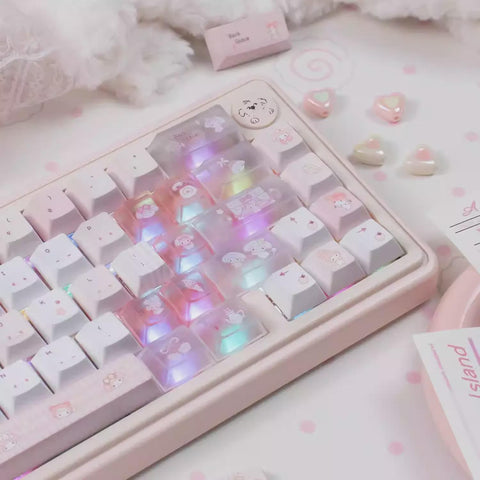 Cute Melody Theme Pastel Pink Keycap Set for Mechanical Keyboard | Kawaii Aesthetic Design – KeyArtisan®