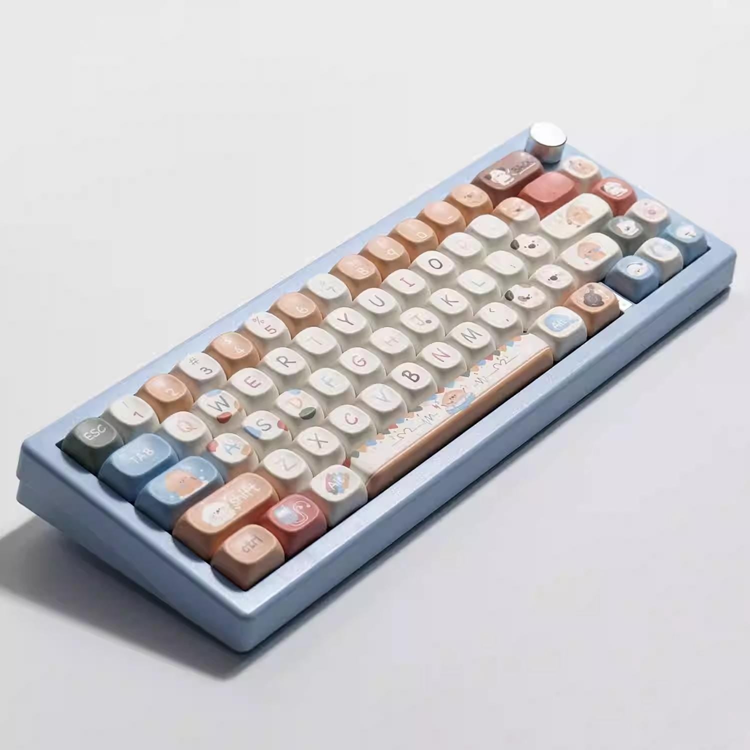 Cute Puppy Dog Theme Artisan Keycap Set for Mechanical Keyboard, Kawaii Keycaps, PBT Five-Side Dye Sub, MX Switches, 141 Keys