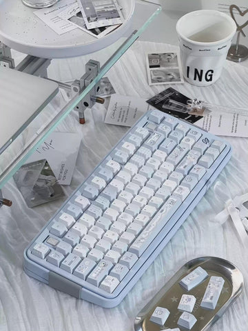 Cute Blue Dream Theme Artisan Keycaps Set for Mechanical Keyboard – Kawaii Aesthetic Design | Keyartisan®