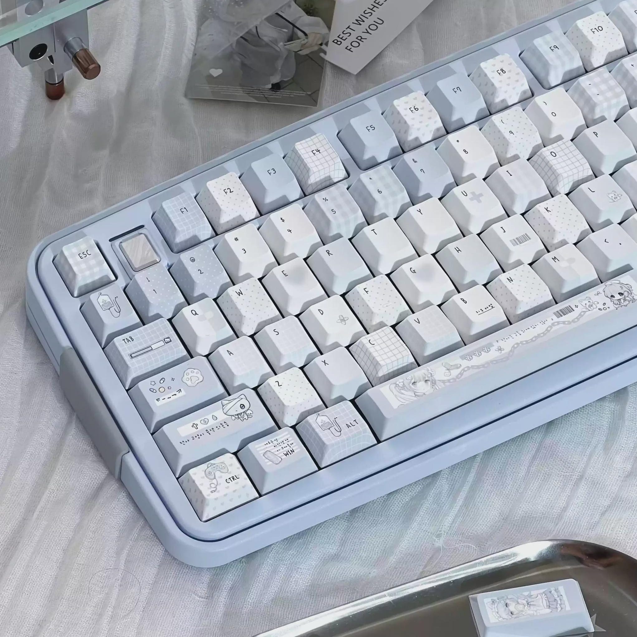 Cute Blue Dream Theme Artisan Keycaps Set for Mechanical Keyboard – Kawaii Aesthetic Design | Keyartisan®