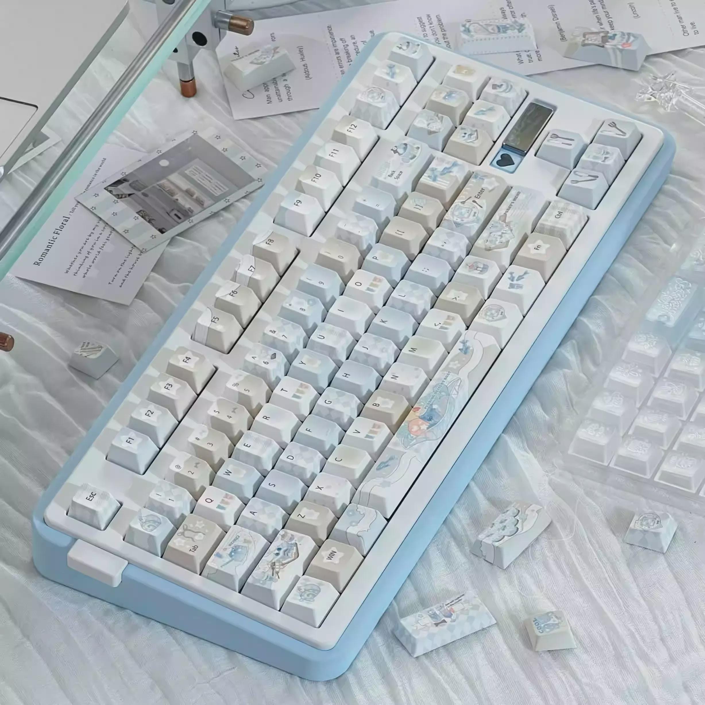 Cute Blue Ocean Dessert Theme Keycap Set for Mechanical Keyboard - Kawaii Aesthetic Design | KeyArtisan®