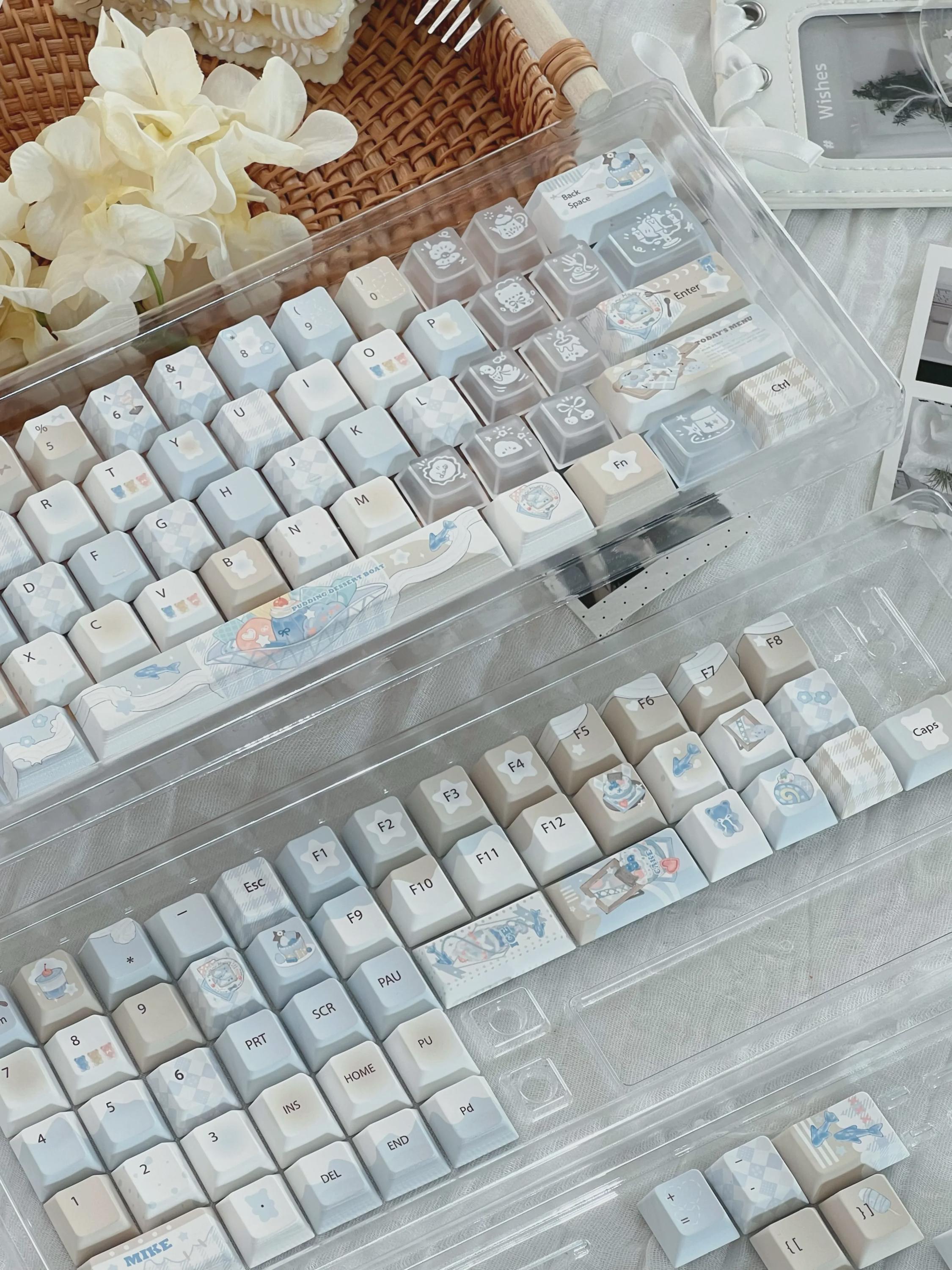 Cute Blue Ocean Dessert Theme Keycap Set for Mechanical Keyboard - Kawaii Aesthetic Design | KeyArtisan®