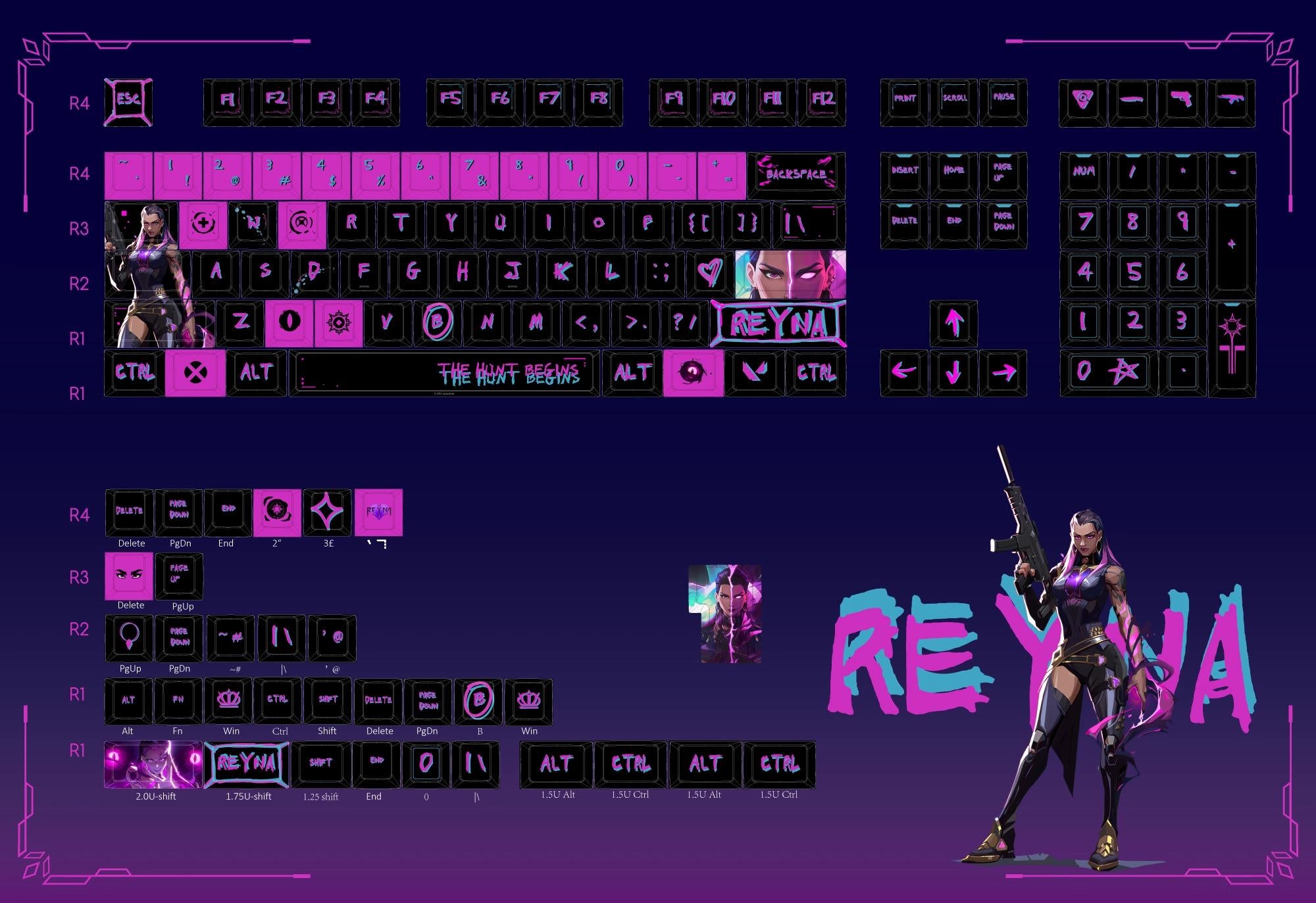 Reyna Valorant Theme Artisan Keycap Set for Mechanical Keyboard | The Hunt Begins Edition - KeyArtisan®
