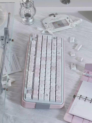 Cute Sweet Cartoon Pastel Pink Keycaps Set for Mechanical Keyboard - Kawaii Aesthetic Design | KeyArtisan®