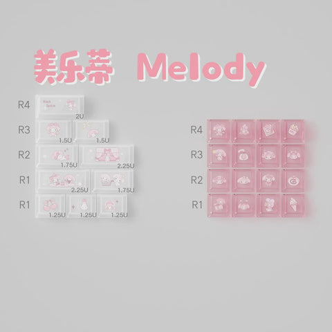 Cute Melody Theme Pastel Pink Keycap Set for Mechanical Keyboard | Kawaii Aesthetic Design – KeyArtisan®