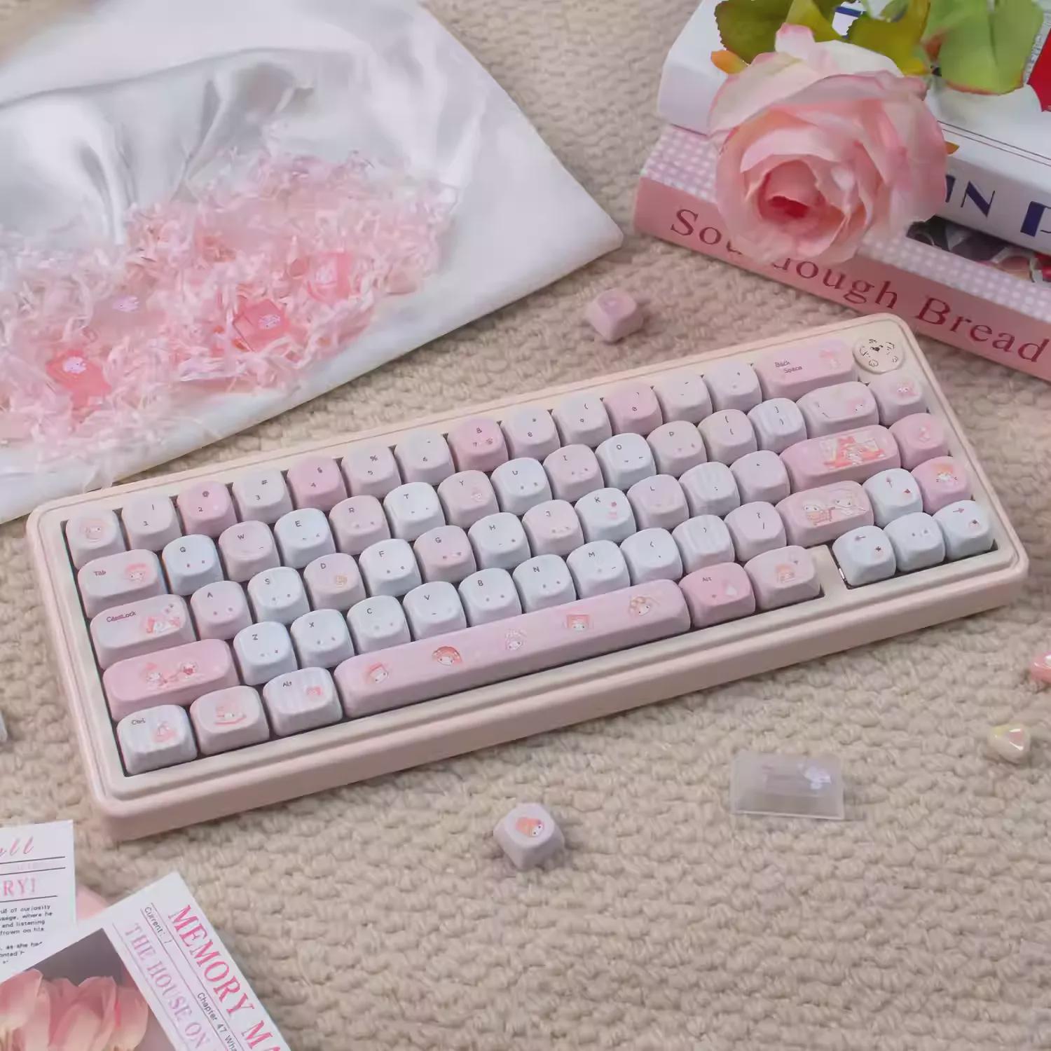 Cute Melody Theme Pastel Pink Keycap Set for Mechanical Keyboard | Kawaii Aesthetic Design – KeyArtisan®