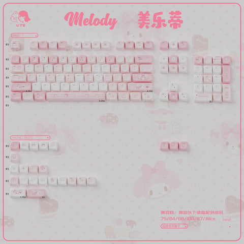 Cute Melody Theme Pastel Pink Keycap Set for Mechanical Keyboard | Kawaii Aesthetic Design – KeyArtisan®