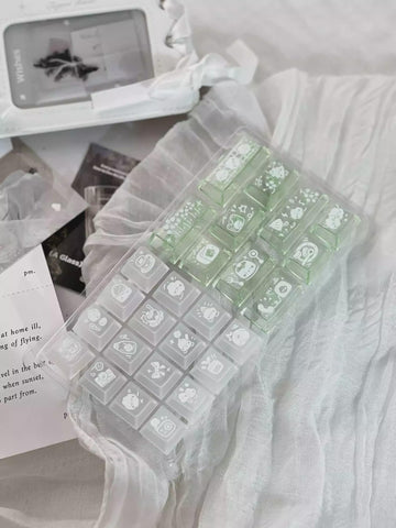 Cute Green Matcha Pastel Artisan Keycaps Set for Mechanical Keyboard – Kawaii Aesthetic Design | Keyartisan®