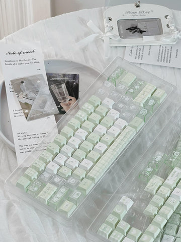 Cute Green Matcha Pastel Artisan Keycaps Set for Mechanical Keyboard – Kawaii Aesthetic Design | Keyartisan®