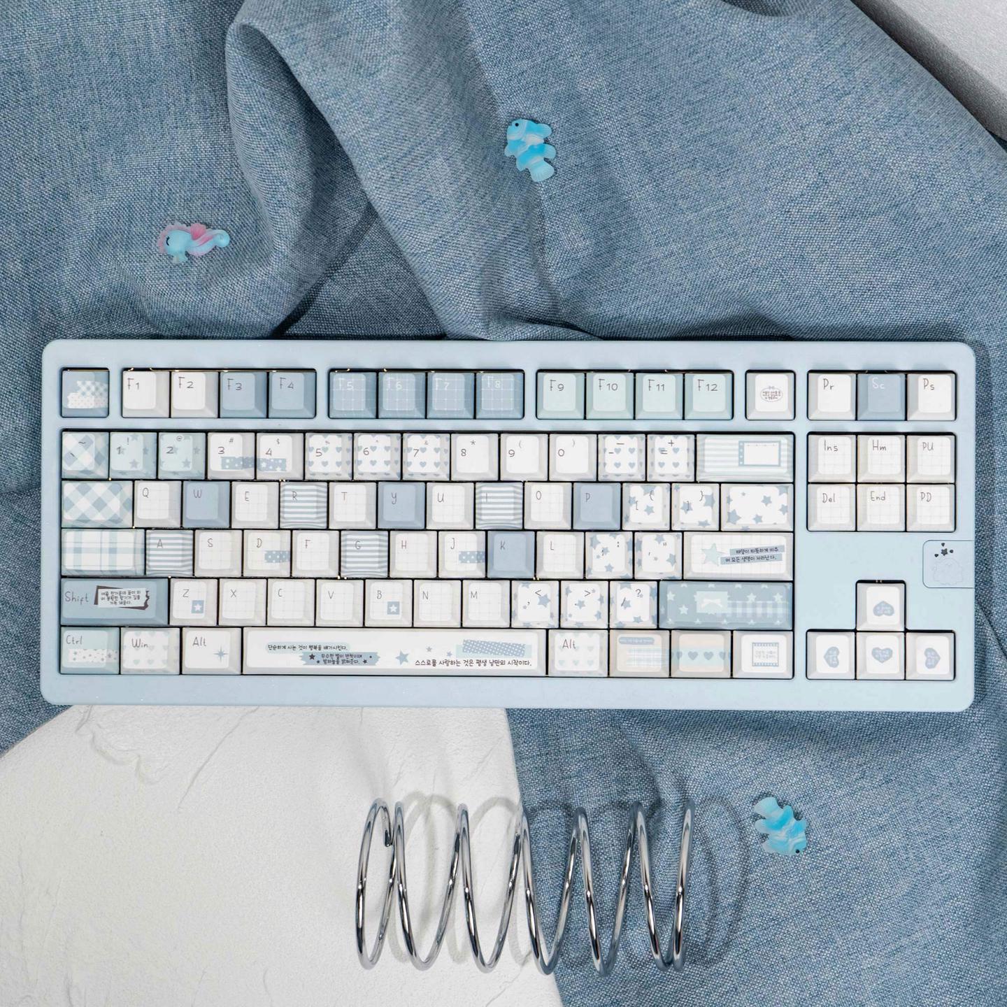 Cute Blue Notebook Theme Artisan Keycaps Set for Mechanical Keyboard - Kawaii Aesthetic Design Keycap | Keyartisan®
