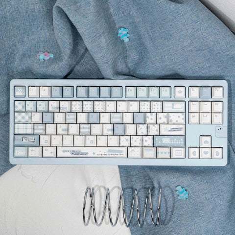 Cute Blue Notebook Theme Artisan Keycaps Set for Mechanical Keyboard - Kawaii Aesthetic Design Keycap | Keyartisan®
