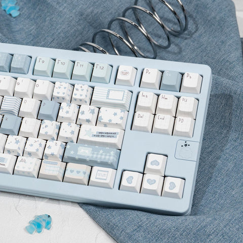 Cute Blue Notebook Theme Artisan Keycaps Set for Mechanical Keyboard - Kawaii Aesthetic Design Keycap | Keyartisan®