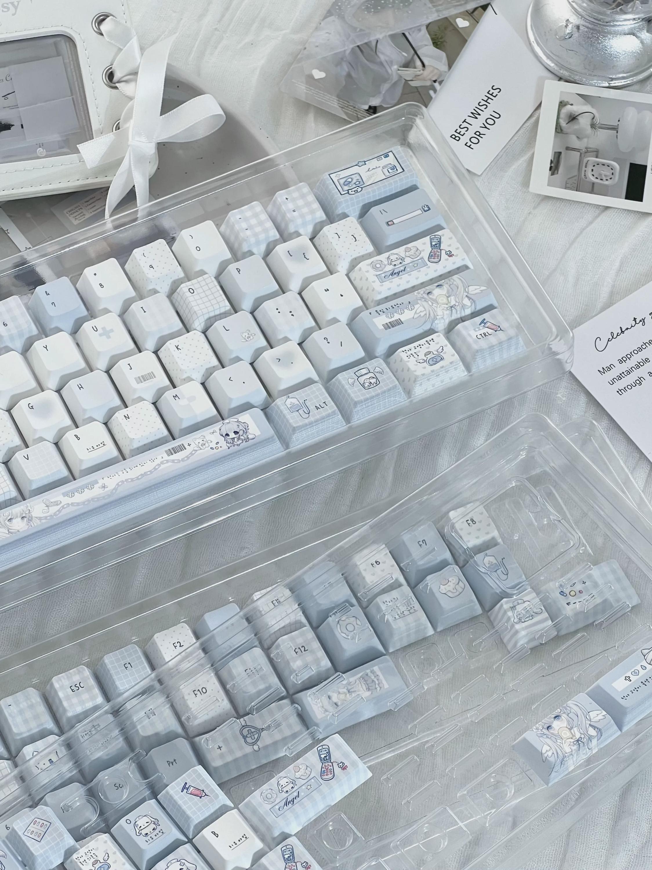 Cute Blue Dream Theme Artisan Keycaps Set for Mechanical Keyboard – Kawaii Aesthetic Design | Keyartisan®