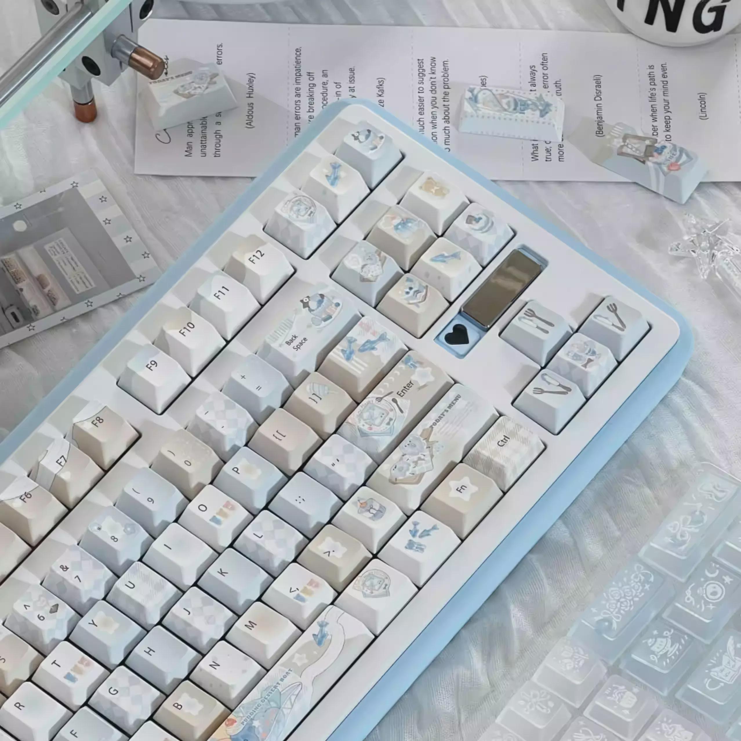 Cute Blue Ocean Dessert Theme Keycap Set for Mechanical Keyboard - Kawaii Aesthetic Design | KeyArtisan®