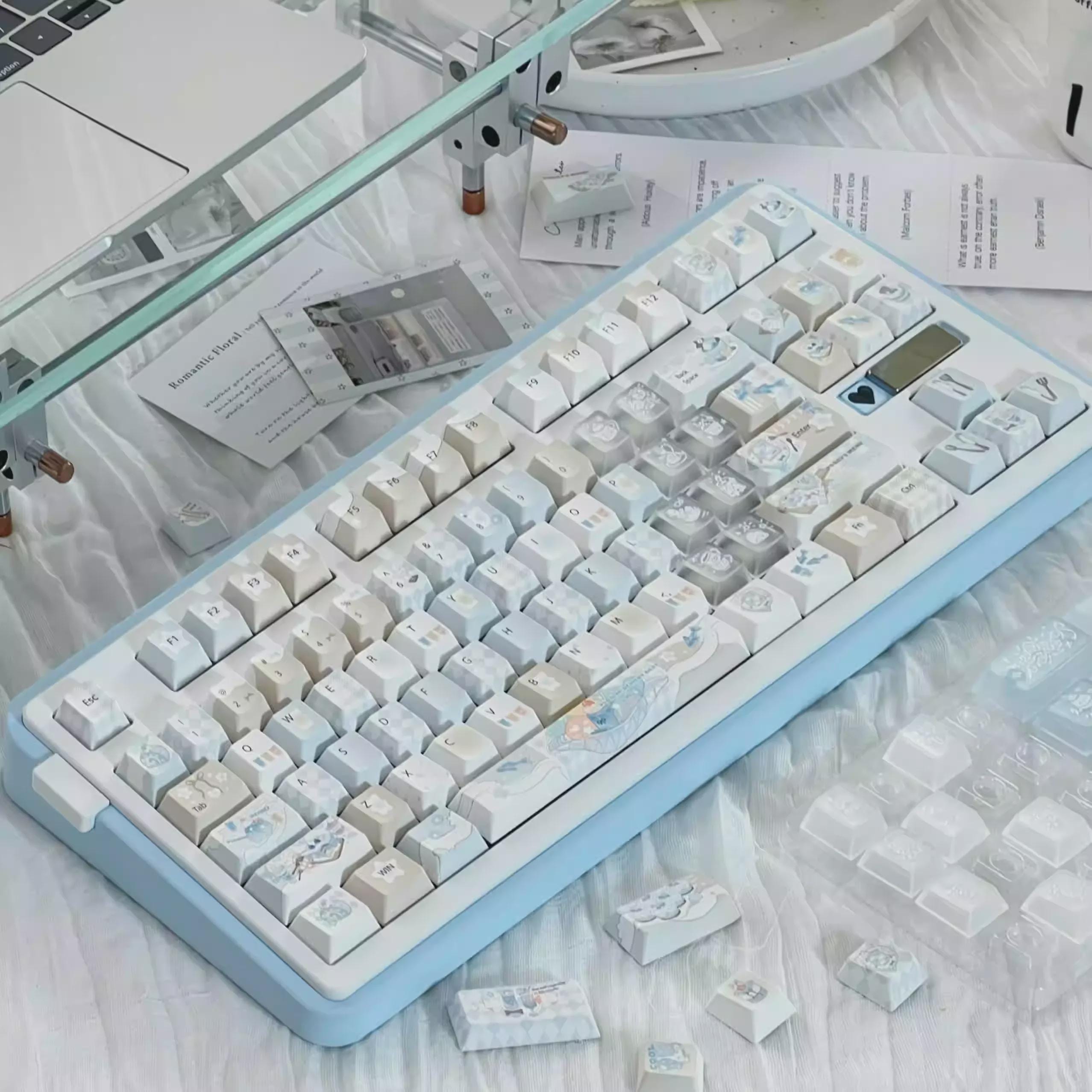 Cute Blue Ocean Dessert Theme Keycap Set for Mechanical Keyboard - Kawaii Aesthetic Design | KeyArtisan®