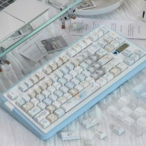 Cute Blue Ocean Dessert Theme Keycap Set for Mechanical Keyboard - Kawaii Aesthetic Design | KeyArtisan®