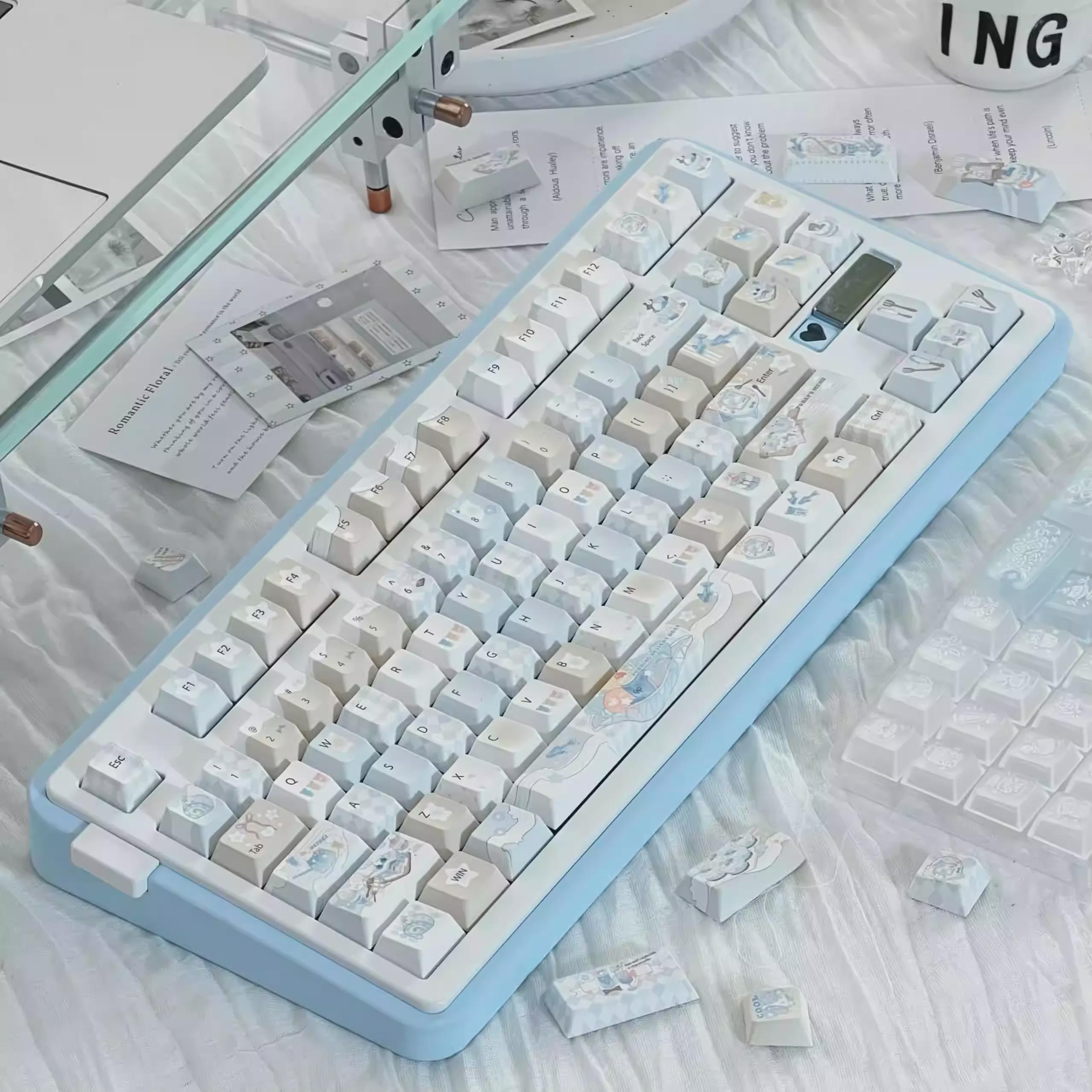 Cute Blue Ocean Dessert Theme Keycap Set for Mechanical Keyboard - Kawaii Aesthetic Design | KeyArtisan®