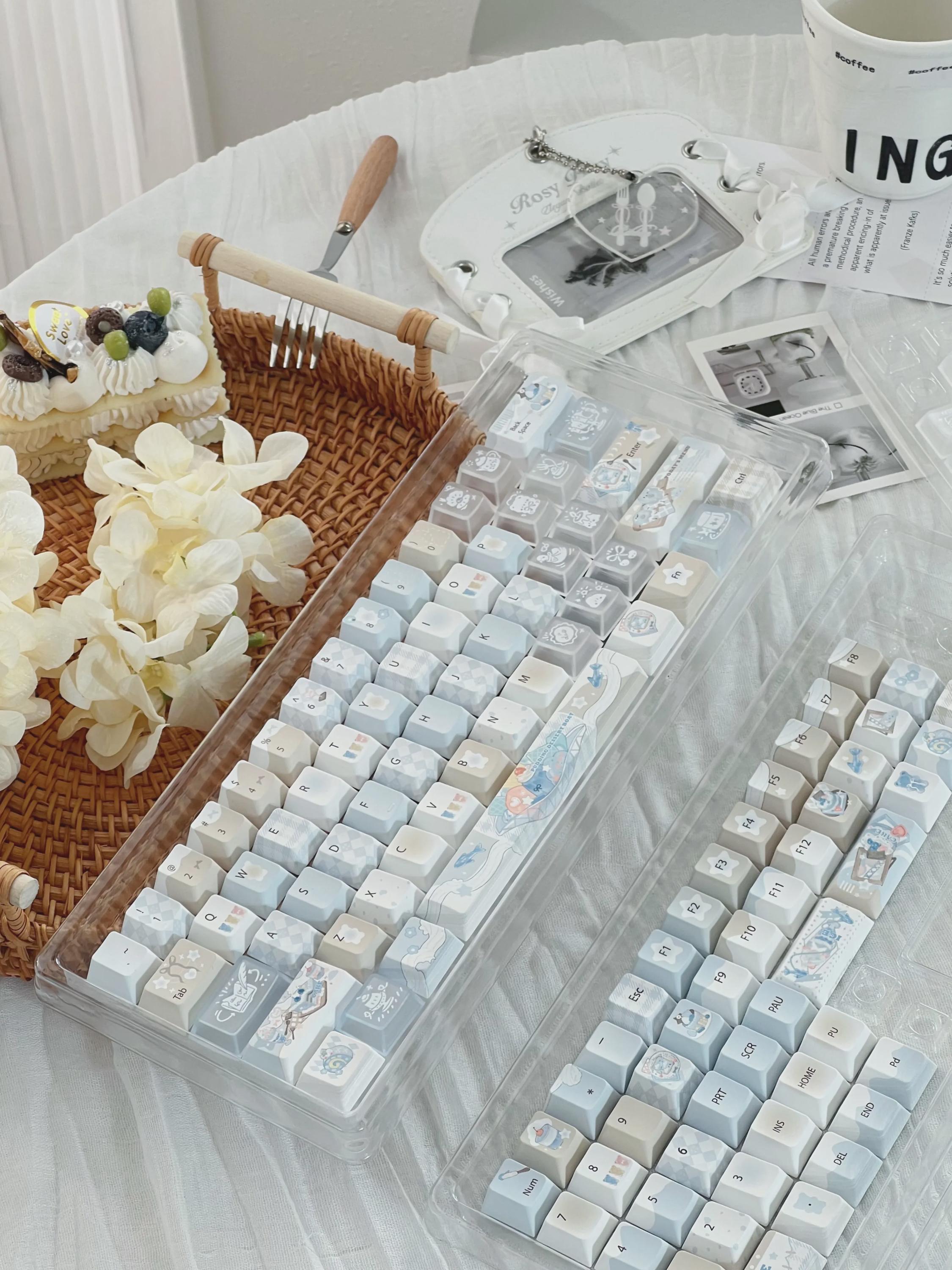 Cute Blue Ocean Dessert Theme Keycap Set for Mechanical Keyboard - Kawaii Aesthetic Design | KeyArtisan®