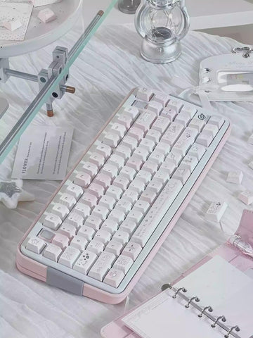 Cute Sweet Cartoon Pastel Pink Keycaps Set for Mechanical Keyboard - Kawaii Aesthetic Design | KeyArtisan®