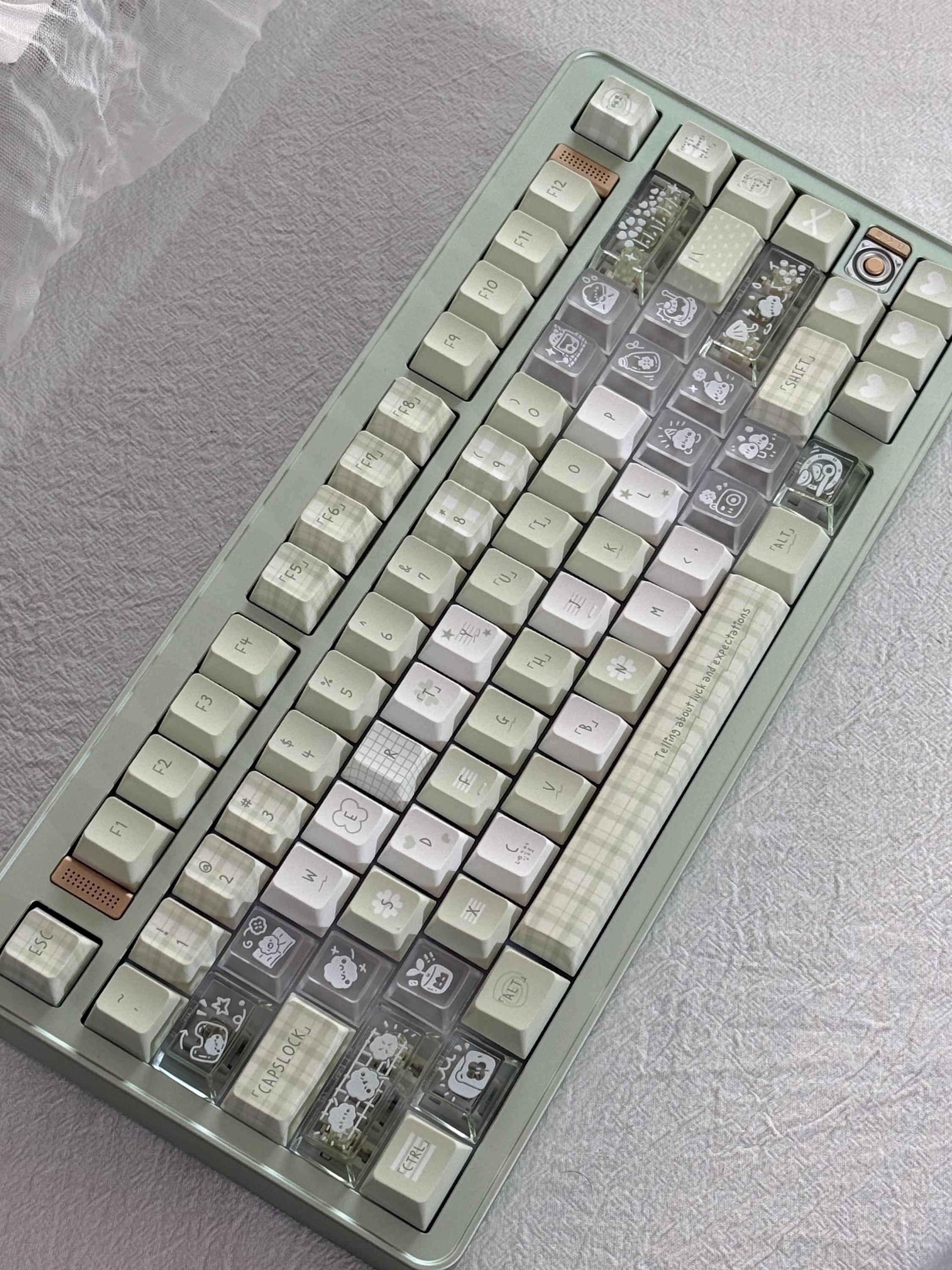 Cute Green Matcha Pastel Artisan Keycaps Set for Mechanical Keyboard – Kawaii Aesthetic Design | Keyartisan®