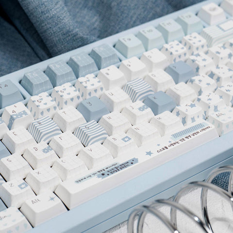Cute Blue Notebook Theme Artisan Keycaps Set for Mechanical Keyboard - Kawaii Aesthetic Design Keycap | Keyartisan®